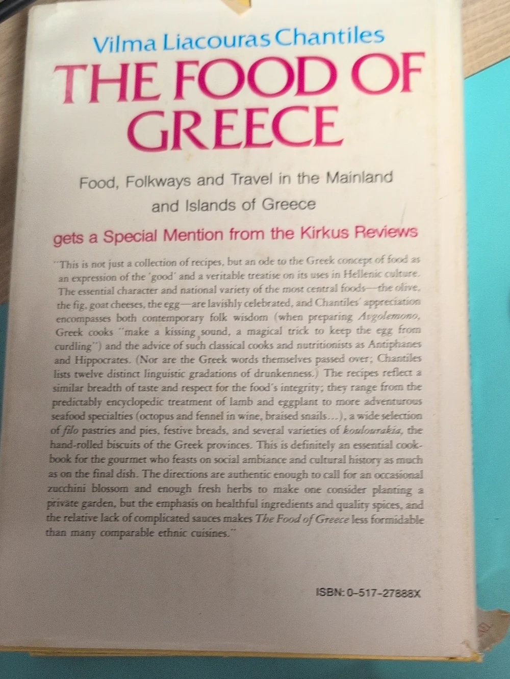 Vintage Vilma Liacouras Chantiles The Food of Greece  Cookbook